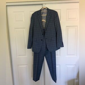 English Laundry Blue Plaid Suit